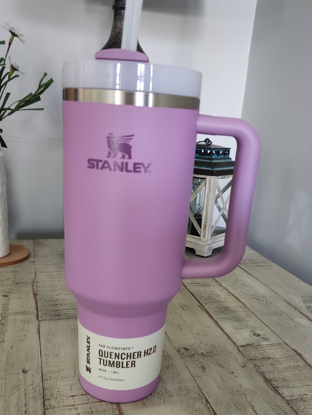 Stanley 40 oz. Lavender Pink Quencher Tumbler with White Lid